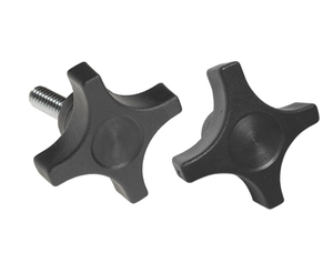Ручка Davies Molding 2837-H четырехлопастная термопластиковая, сквозное отверстие, черная (Диаметр=2.25 Высота=1.00 Диаметр ступицы=1.00 Резьба=3/8-16)