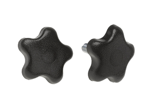 Davies Molding 2980-P Пятилучевая (звездообразная) термопластиковая рукоятка с выступающим винтом, черная (Диаметр=2.25, Высота=0.78, Диаметр ступицы=0.84, Резьба=3/8-16, Длина/глубина резьбы=1)