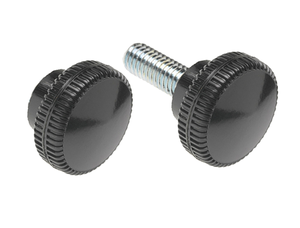 Ручка-зажим Davies Molding 3055-B рифленая фасонная из термореактивного фенола с внутренней резьбой, черная (Диаметр=1.25, Высота=0.75, Диаметр ступицы=0.75, Резьба=3/8-16, Длина/глубина резьбы=0.50)