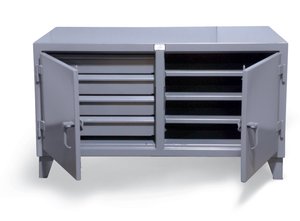 Верстак Counter-Height StrongHold 62.4-DS-363-4DB с запираемым ящиком и стеллажными полками 72x36x28, 3 полки