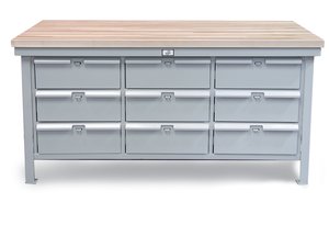 StrongHold T7236-9DB-MT Industrial Shop Table с кленовой столешницей и 9 ящиками 72x36x34 1 полка