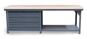 StrongHold T9633-4DB-MT Индустриальный верстак с кленовой столешницей и 4 ящиками 96x33x34 1 полка