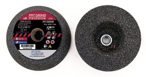 Абразивные чашки United Abrasives SAIT 26060 Z16 из циркония, плоские (ширина 2", диаметр 6", задний диаметр 4-3/4", резьба 5/8"-11, класс Z16, тип 11, макс. RPM 6050)