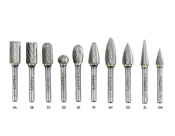 Бор вольфрамокарбидный United Abrasives SAIT 45021 с двойным (альтернативным) надрезом, длина 3/4", диаметр 3/8", диаметр хвостовика 1/4", тип SF3, макс. RPM 18000
