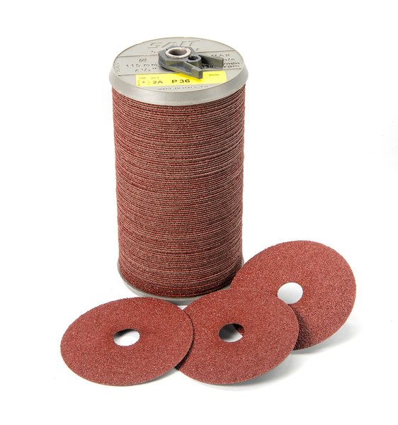 United Abrasives SAIT 58120 Универсальный фибровый диск 2A из оксида алюминия – оптовая упаковка (100 шт. на шпинделе) диаметр 9-1/8", посадочное отверстие 7/8", зернистость 120, макс. 6600 об/мин