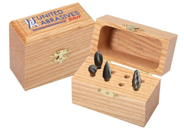 United Abrasives SAIT 99046 Демонстрационная деревянная коробка для карбидных бур вместимостью до 8 бур