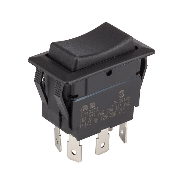 Выключатель-качалка NSI 77060RQ с фиксацией On/Off/On DPDT