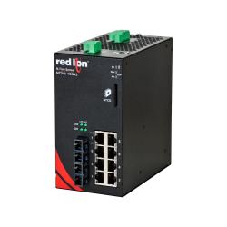 Red Lion Controls NT24K-10GX2-SC-POE 10-портовый гигабитный управляемый промышленный коммутатор Ethernet с поддержкой PoE+ (8 портов 10/100/1000BaseT, 2 порта 1000BaseSX многомодовый 550 м, разъем SC)
