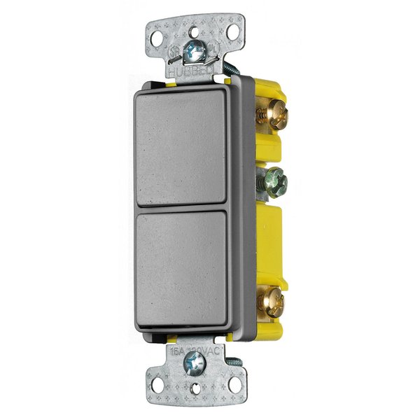 Hubbell Wiring RCD103GY 15A/120/277V DECO SP & 3WAY SW.GRNDGY.