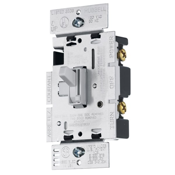 Hubbell Wiring RAY600PW Диммер однополюсный тумблерный 600W 120V белый