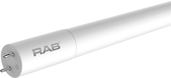 Светодиодная лампа RAB T8-9-24G-840-DE-BYP T8, стекло, 2 фута, тип B, 9 Вт, 4000K, 1150 лм, двустороннее подключение