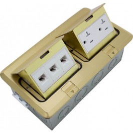 Orbit FLBPU-DL-BR Напольная розетка выдвижная с двойной розеткой и RJ45, латунь