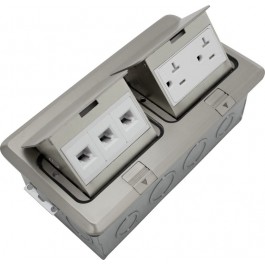 Orbit FLBPU-DL-SS Напольная розетка Pop-Up с двойной розеткой и RJ45, нержавеющая сталь
