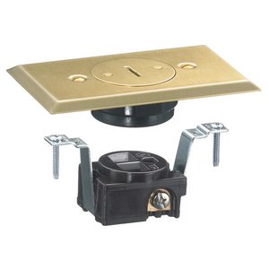 Розетка Hubbell Wiring RF151DTR 15A 125V, одиночная, с защитой от детей, латунь