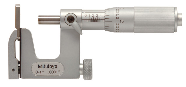 Микрометр Mitutoyo 117-107 Imperial Uni-Mike 0–1 дюйм с ценой деления 0.0001 дюйма, твердосплавный наконечник