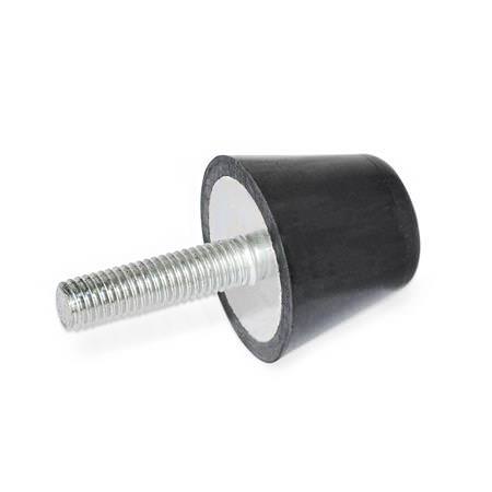 JWWINCO GN253-50-M10-40-55 Конический амортизирующий упор из натурального каучука - Резьбовая шпилька - M10
