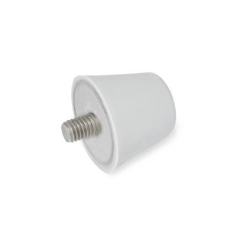 JWWINCO GN256-50-M10-20-55-GR Конусный буфер из нержавеющей стали - резина из силиконового каучука, серая - резьбовая шпилька - M10