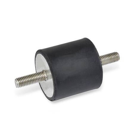Резиновый амортизатор JWWINCO GN451.1-38-25-3/8X16-55 с резьбовыми шпильками из нержавеющей стали - 3/8x16