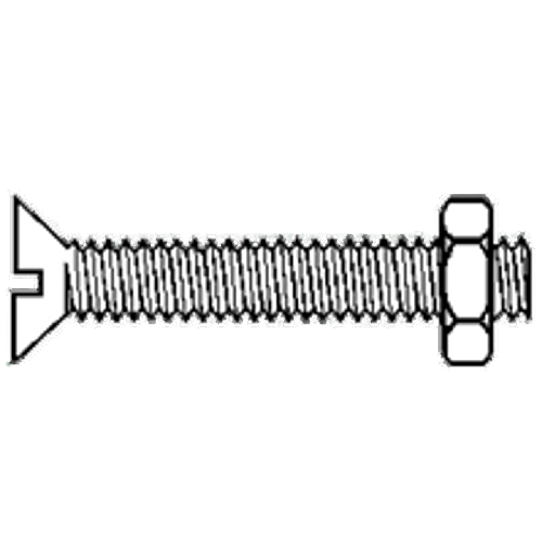 3/8"-16 x 3" Болт печной с круглой головкой и шлицем с гайкой, крупная резьба, сталь, цинковое покрытие CR+3 MRO Supply