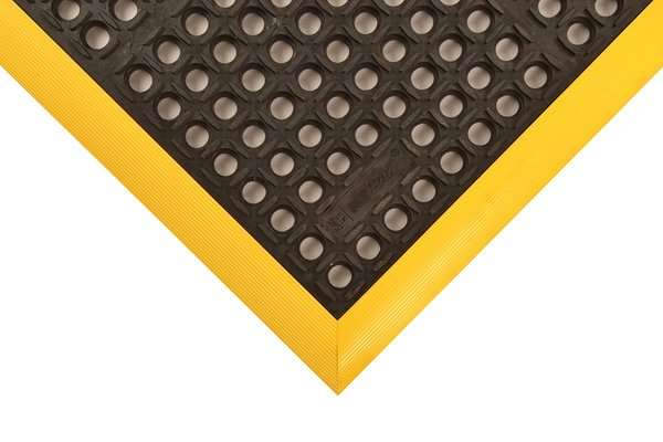 NoTrax 549S3864YB Резиновый дренажный коврик Safety Stance 3-сторонний 38"X64" Желтый/Черный