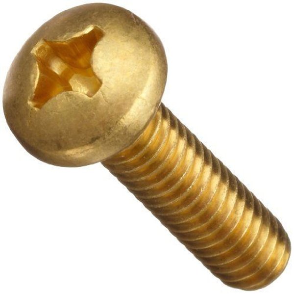 Винт машиностроительный 3/8"-16 x 3", крестообразный шлиц (Phillips), полукруглая головка, крупная резьба, полная резьба, латунный, без покрытия