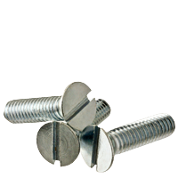 Винт машинный M5-0.8 x 25mm, со шлицем Прямой шлиц, потайная головка, крупная резьба, стальной, покрытие Цинк CR+3 MROSupply