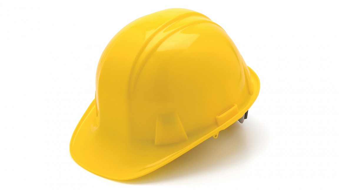 Каска Pyramex HP14140 Yellow SL Series, капюшонного типа, стандартная оболочка, 4-точечная храповая подвеска