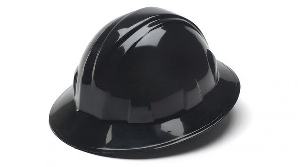 Каска PYRAMEX HP24111 Black SL Series с широкими полями, 4-точечная храповая подвеска