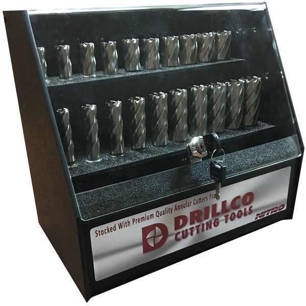 Набор фрез кольцевых DRILLCO 912SE52D 52 шт. HSS для высокоскоростной резки отверстий 1" и 2" OAL
