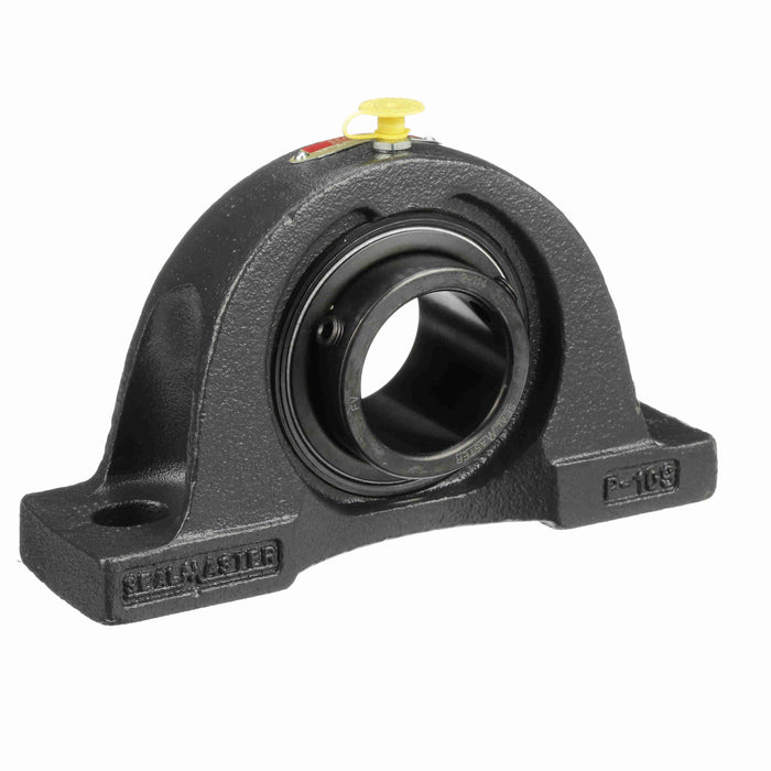 Подшипниковый узел SealMaster NP-31 1.938" с шариковым подшипником, чугунный двухболтовой опорный корпус, подшипниковая сталь 52100, черное оксидное покрытие, стопорный винт, войлочное лабиринтное уплотнение