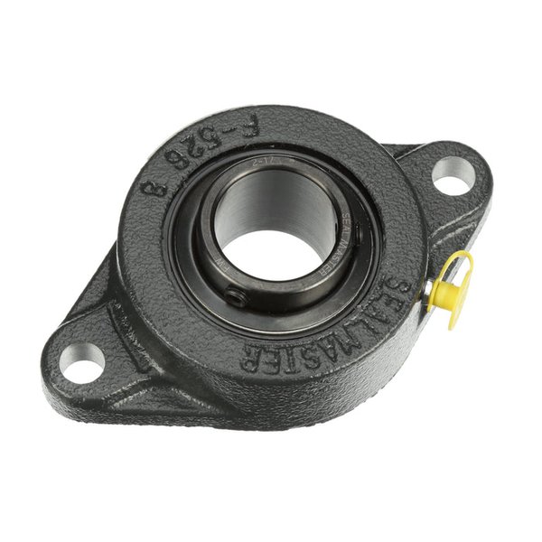 Подшипниковый узел SealMaster SFT-23 1.438" с шарикоподшипником, литой чугунный двухболтовый фланец, сталь 52100, черное оксидное покрытие, фиксация установочными винтами, фетровое лабиринтное уплотнение