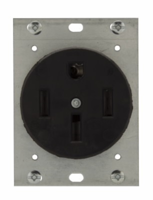 Розетка Cooper Eaton 5754N одиночная утопленная 50A 125/250V 3P4W штыревая черная