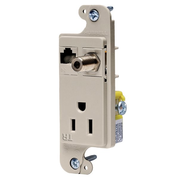 Hubbell Wiring RJ650LATR JLOAD 15A СРЕДСТВО ПОДКЛЮЧЕНИЯ С ЗАЩИТОЙ ОТ ДЕТСКОГО ВМЕШАТЕЛЬСТВА, СВЕТЛЫЙ МИНДАЛЬ