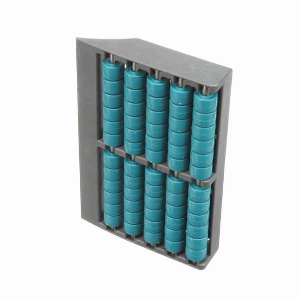 Система Plast TME-450R5MR-FM Роликовая переходная пластина, ацетал, ширина 2.9", длина 4.53", высота 0.79", резьба M6, стандартные ролики, синий (ролик), серия TME-450