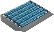 Системная пластина System Plast TME-450R5SSA-FM для роликового перехода, ацетал, ширина 2,9", длина 4,53", высота 0,79", резьба M6, ролики SSA, синий (ролик), серия TME-450