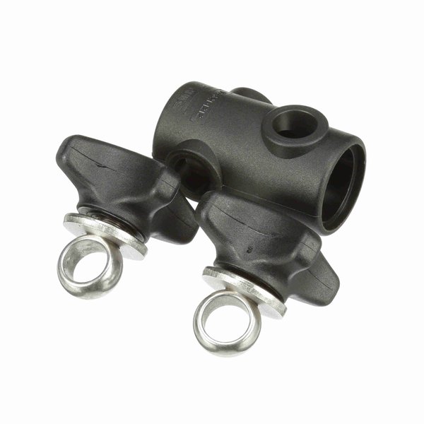 Крестовый блок System Plast VG-621-12-12 из полиамида, ширина 2", диаметр стержня 1/2", высота 4", с 2 рукоятками, серия VG-621